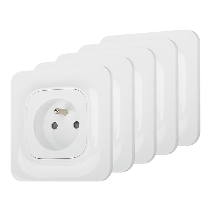 Prise avec terre Jacobsen Kennet blanc complet, lot de 5