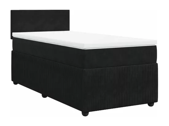 Sommier à lattes de lit avec matelas Noir 90x190 cm Velours