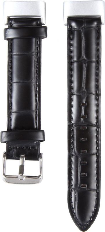 Fitbit - Charge 5 & 6 - Bandje - Echt Leer - Zwart - Crocodile
