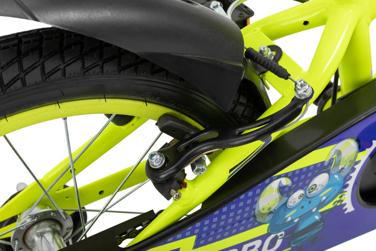 Actionbikes Kinderfahrrad Turbo 16 Zoll, Stützräder, V-Brake-Bremsen, Lenker-/Kettenschutz, Klingel