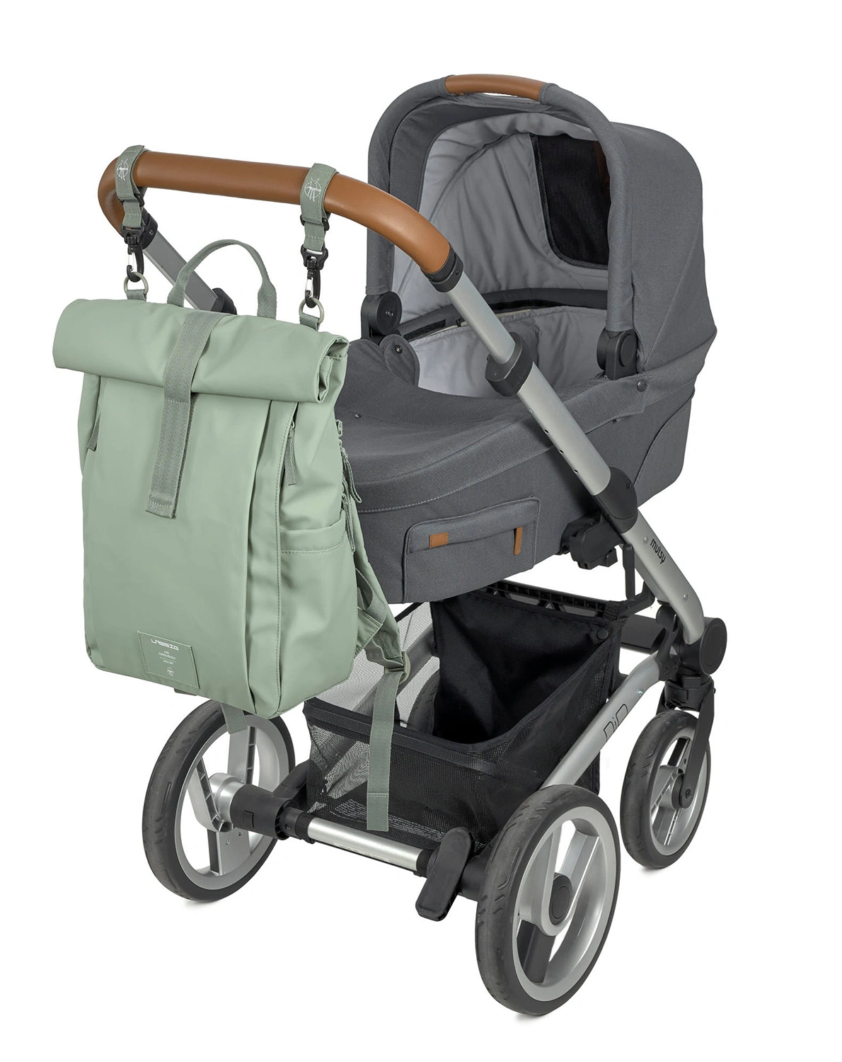 Wickelrucksack ROLLTOP UP (29x14,5x42) in silver green