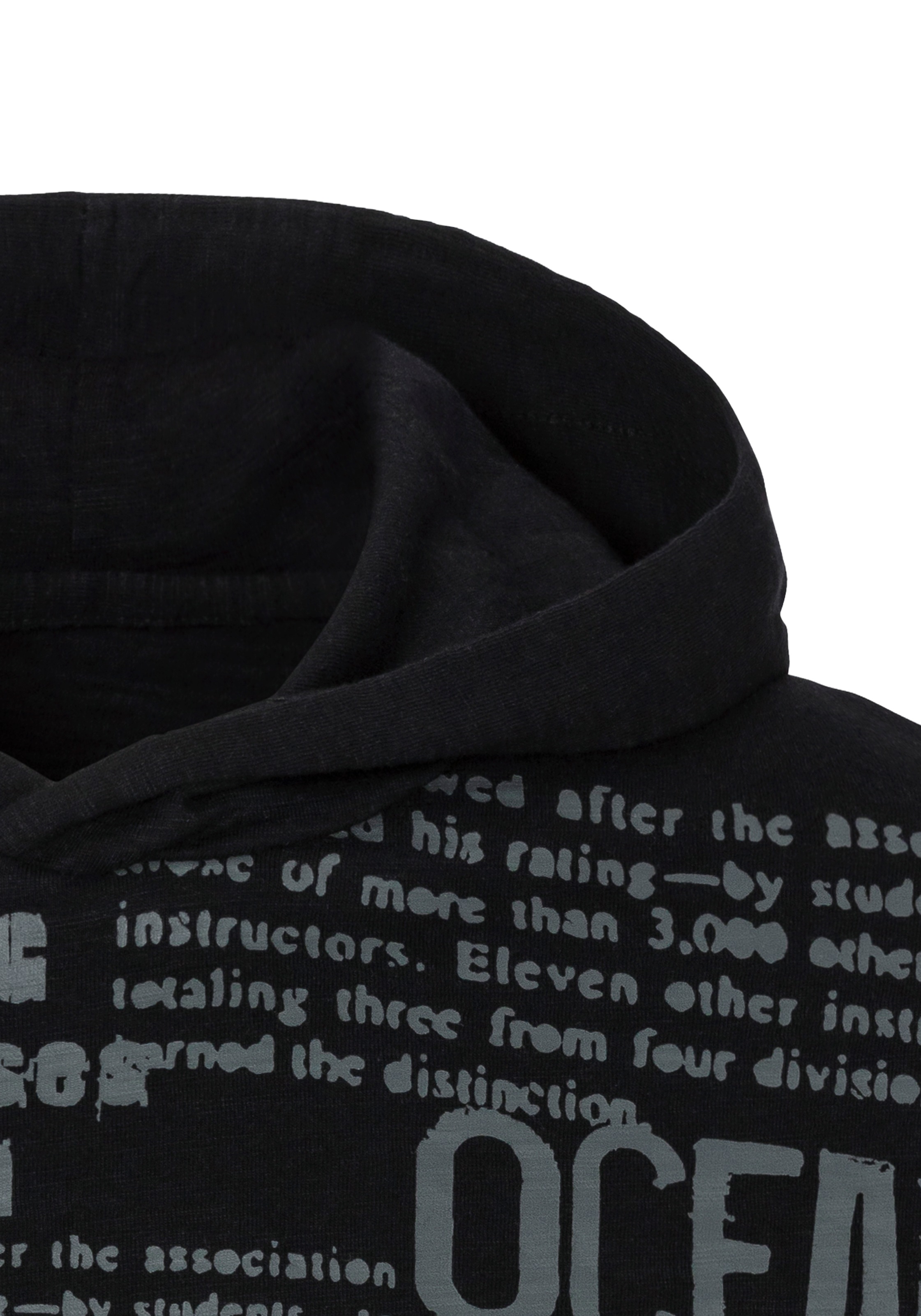 John Devin Kapuzenshirt , Langarmshirt bedruckt mit Kapuze aus strukturierter Baumwoll-Qualität