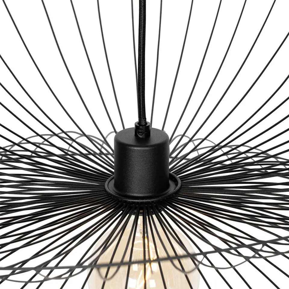Qazqa hanglampen pua zwart e27