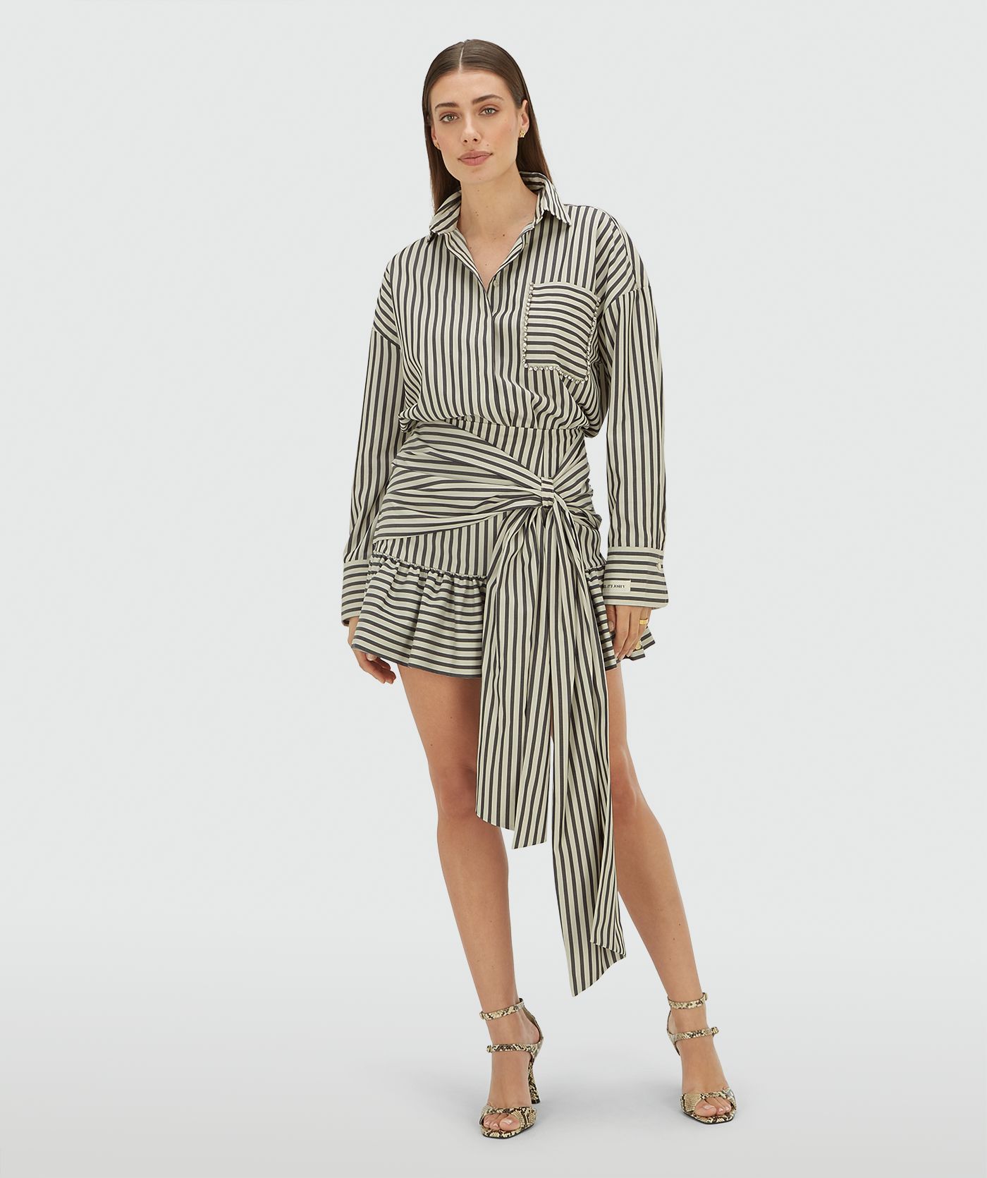 JV-HOLLIS high rise rok met strepen - dark blue stripe