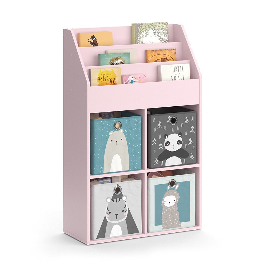 Vicco Kinderbücherregal Luigi 72 x 114 cm, Rosa, Kinderzimmerregal, offene Fächer, groß, Faltboxen
