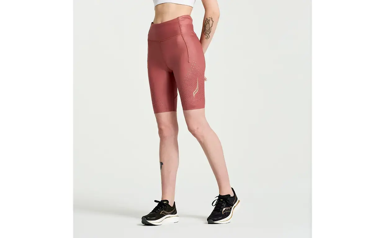 Saucony Pinnacle 8 Inch Hardloopbroek Kort Donkerrood Dames