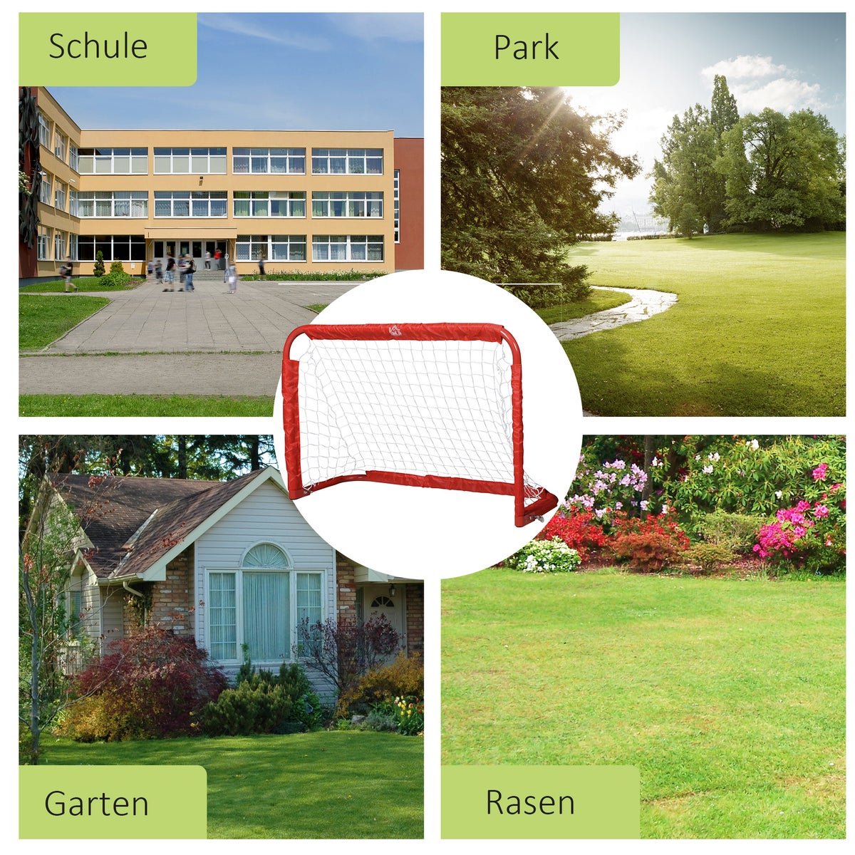 HOMCOM Voetbaldoelen, Voetbalnet, Opvouwbaar, 90 x 36 x 60 cm, Staal, Tetrolon, Rood