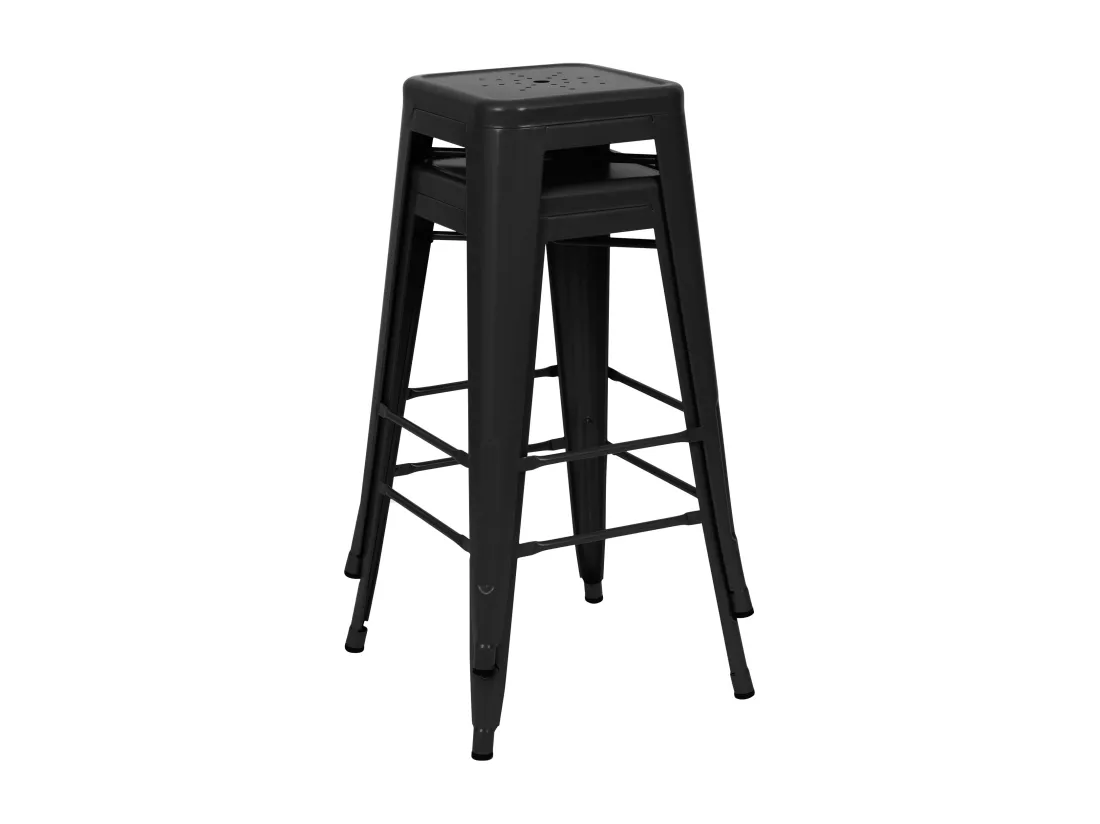 Lot de 2 tabourets pour îlot central 66 cm en métal noir mat - Indus