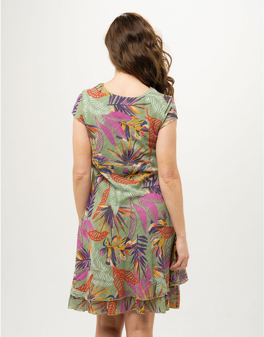 Robe kaki imprimée