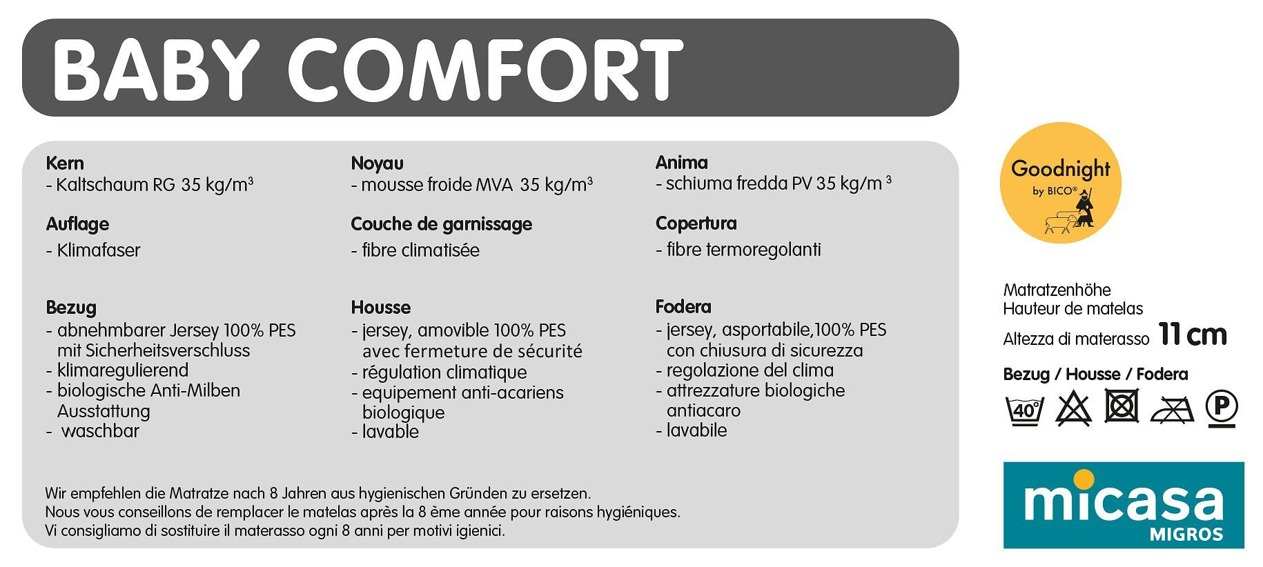 bico MODELL Baby Comfort Matratze - 120.0 cm x 60.0 cm