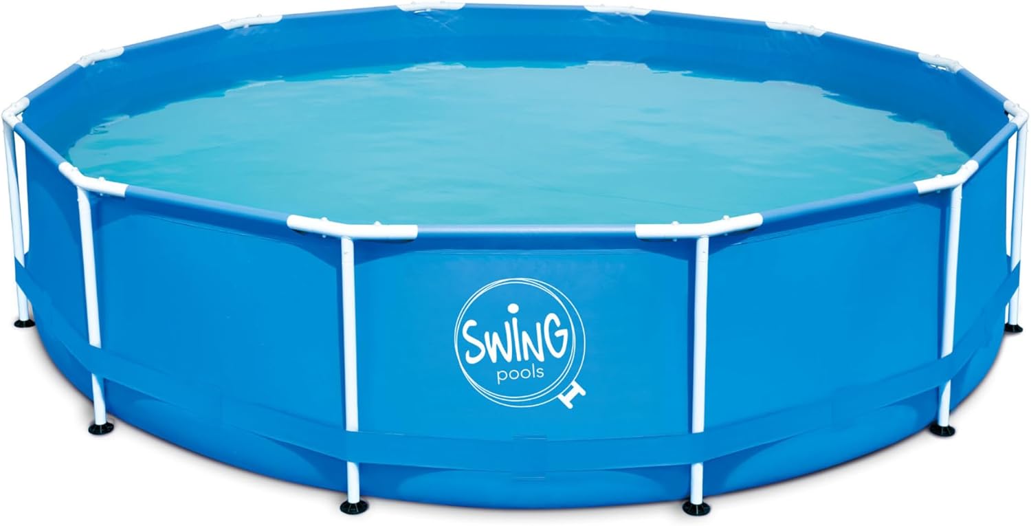 HAF® Swing Metal Frame Pool in blau mit den Maßen 366 x 84 cm | ca. 7.300 Liter Wasserkapazität | Hochwertiger und Stabiler Swimming Pool | Gartenpool/Aufstellpool ohne Filterpumpe