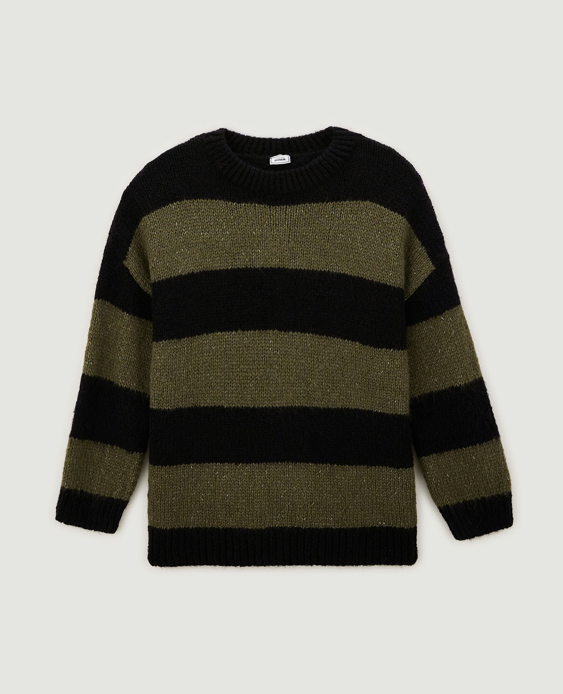 Pull oversize à rayures - Vert kaki