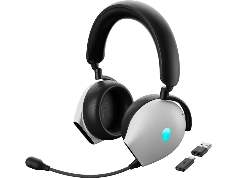 [OUTLET] - Alienware Tri-Mode Wireless Gaming Headset AW920H - Headset - fuld størrelse - Bluetooth/2,4 GHz radiofrekvens - trådløs, kabling - aktiv støjfjerning - 3,5 mm jackstik - Dark Side of the Moon