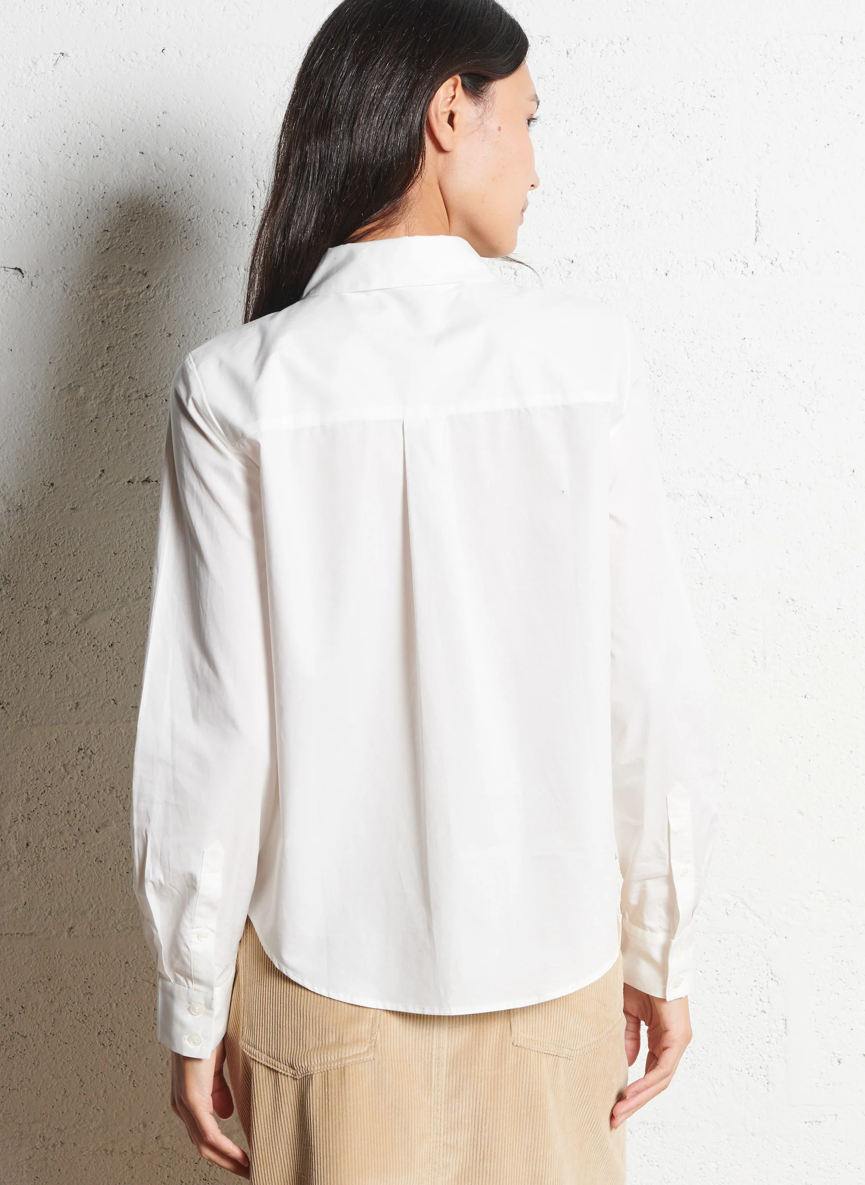 CARINE - Chemise droite col classique en coton | Blanc