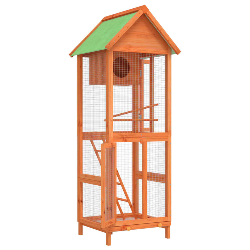 Maison à oiseaux marron 60x58,5x160 cm bois massif de pin