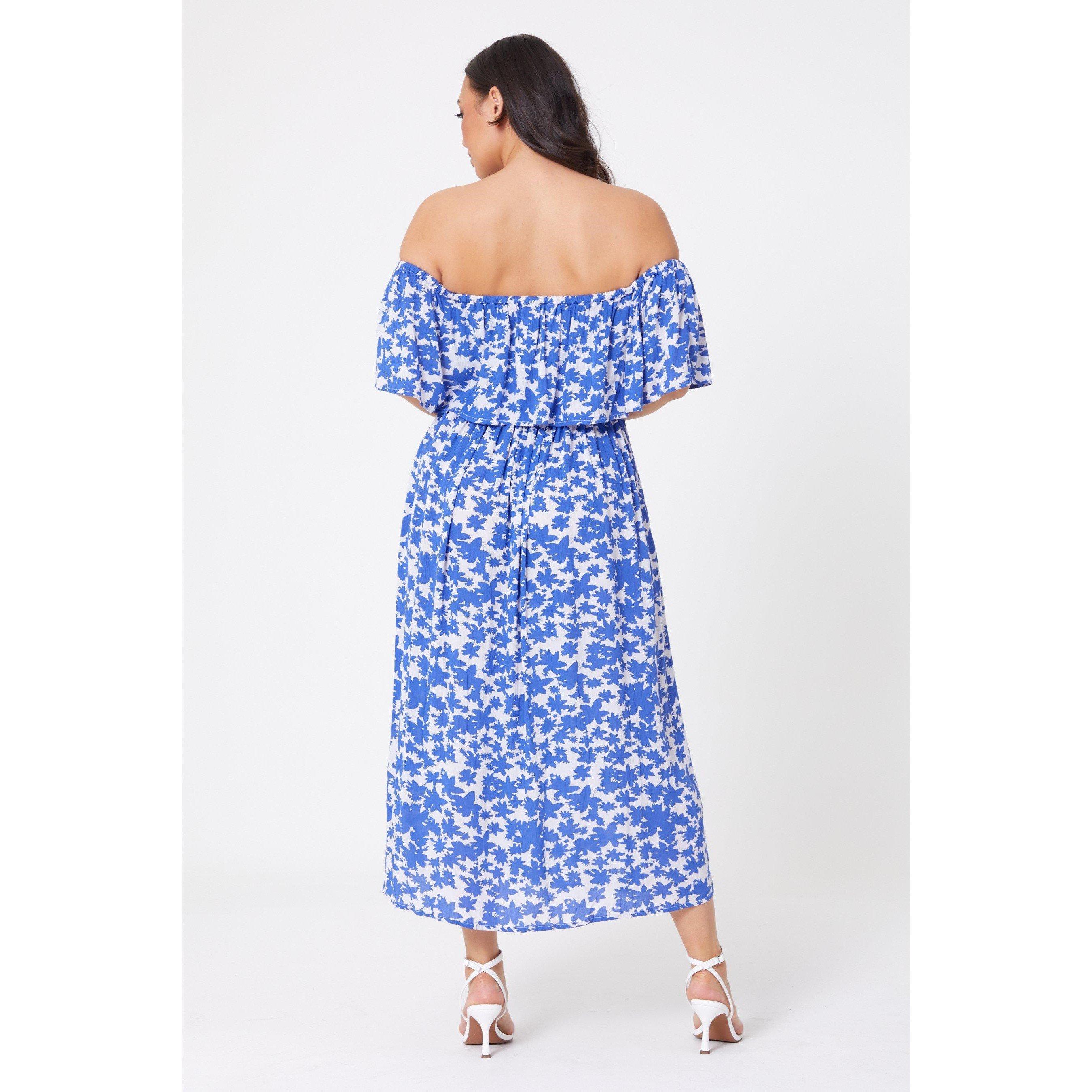 Be You Studio Bardot Crinkle Midi Dress