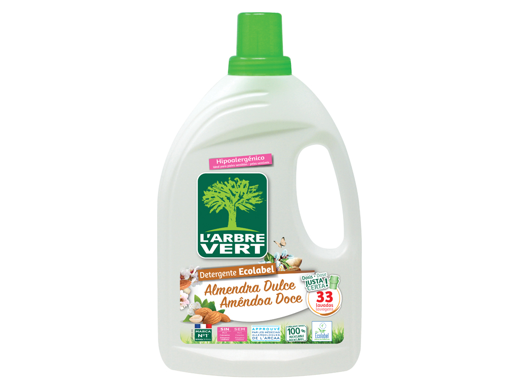 DETERGENTE ROUPA MÁQUINA LÍQUIDO L'ARBRE VERT AMÊNDOAS DOCES 33D