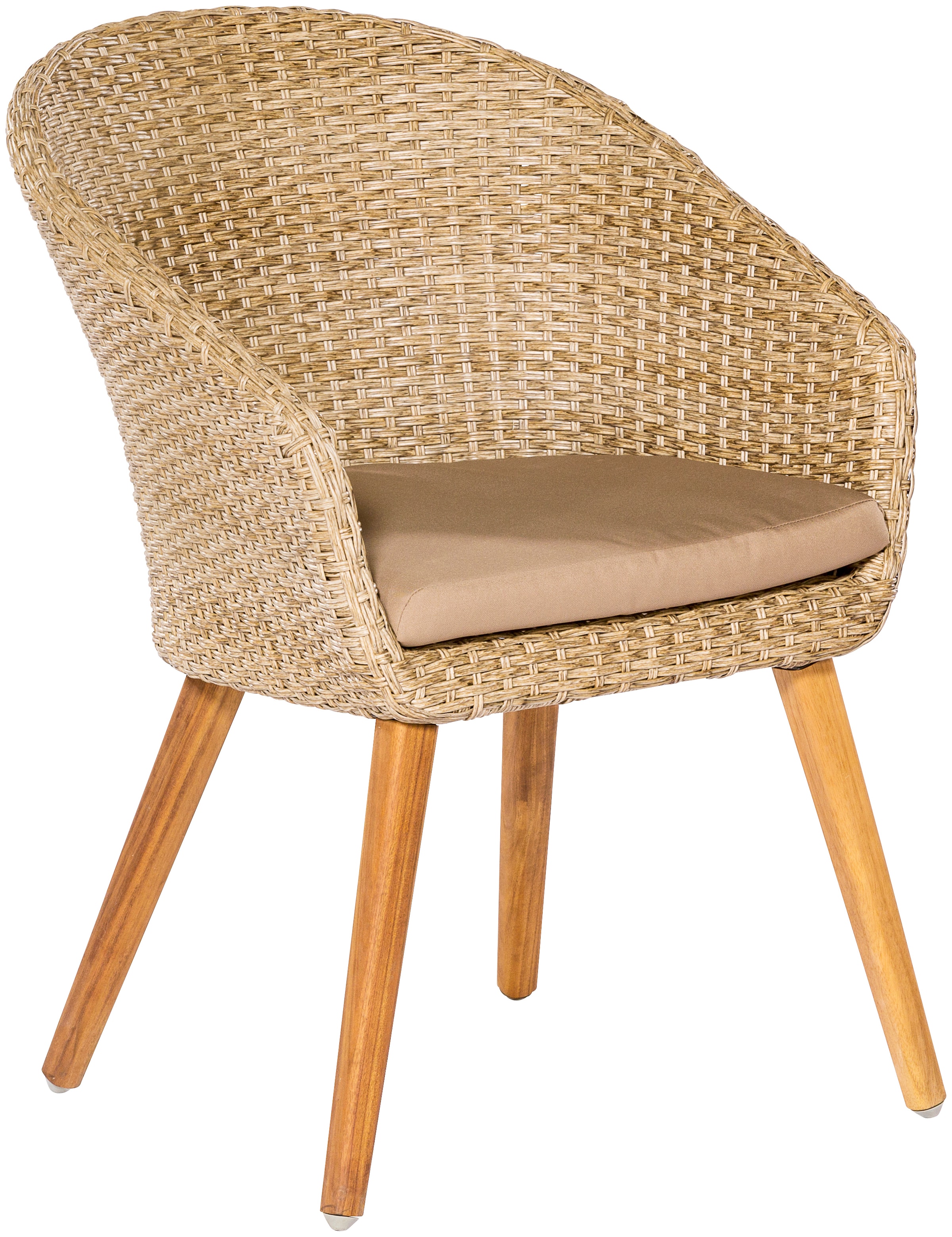MERXX Gartenstuhl »Arrone« (Set) 2 Stk.2er Set, Alu/Polyrattan/Akazie, beige, inkl. Auflage