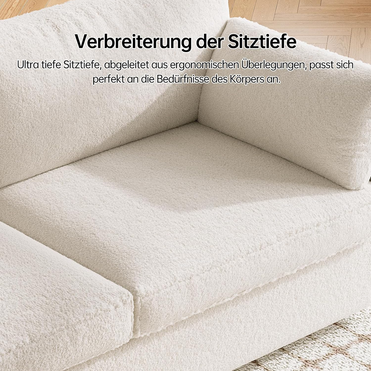 Guyii 186 cm Stoffsofa 3-Sitzer – Weiches Polstersofa für Wohnzimmer, Bequeme Couch in Hellfarbe, Moderne Stoffcouch mit Armlehnen,Ideal als Loungesofa