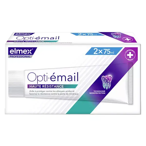 Pasta de dentes Elmex Professional Opti-Enamel de alta resistência, embalagem com 2 unidades de 75ml