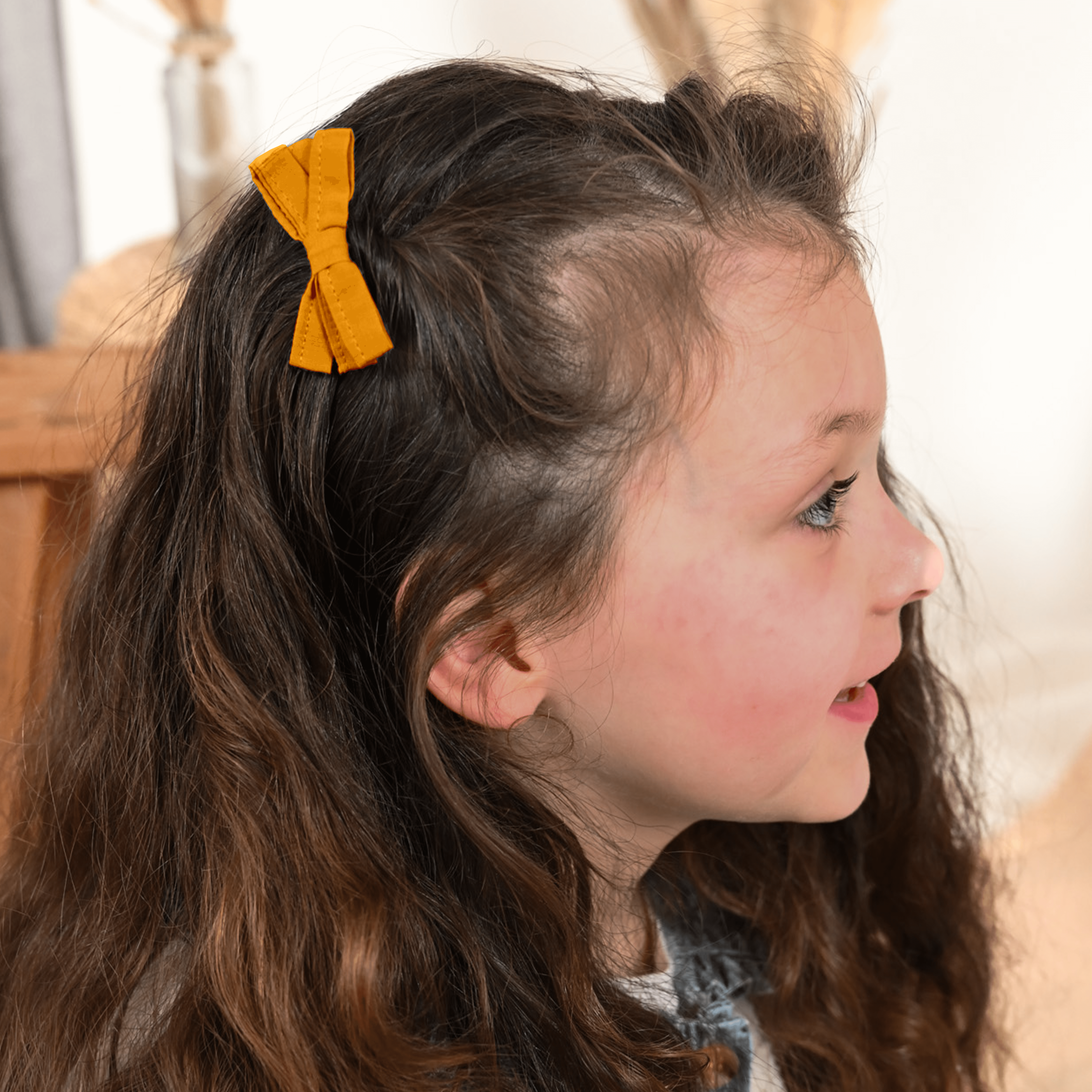 Barrette Noeud Ruban Ochre