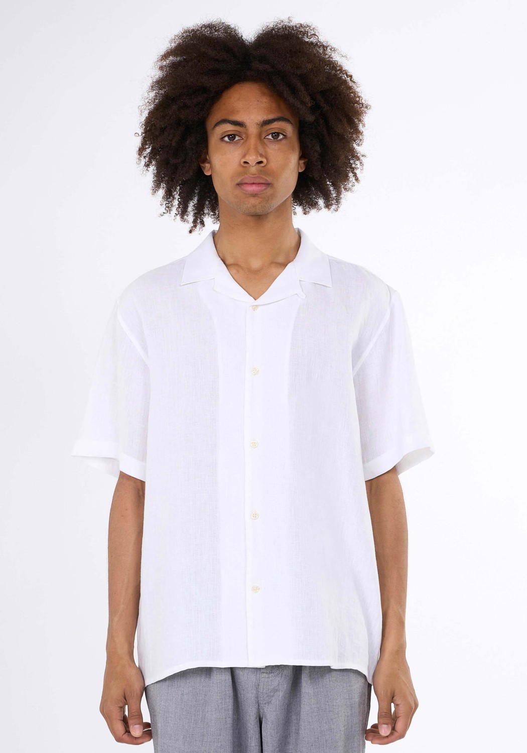 Knowledge Cotton Apparel Kurzarmhemd Box Fit Bright White