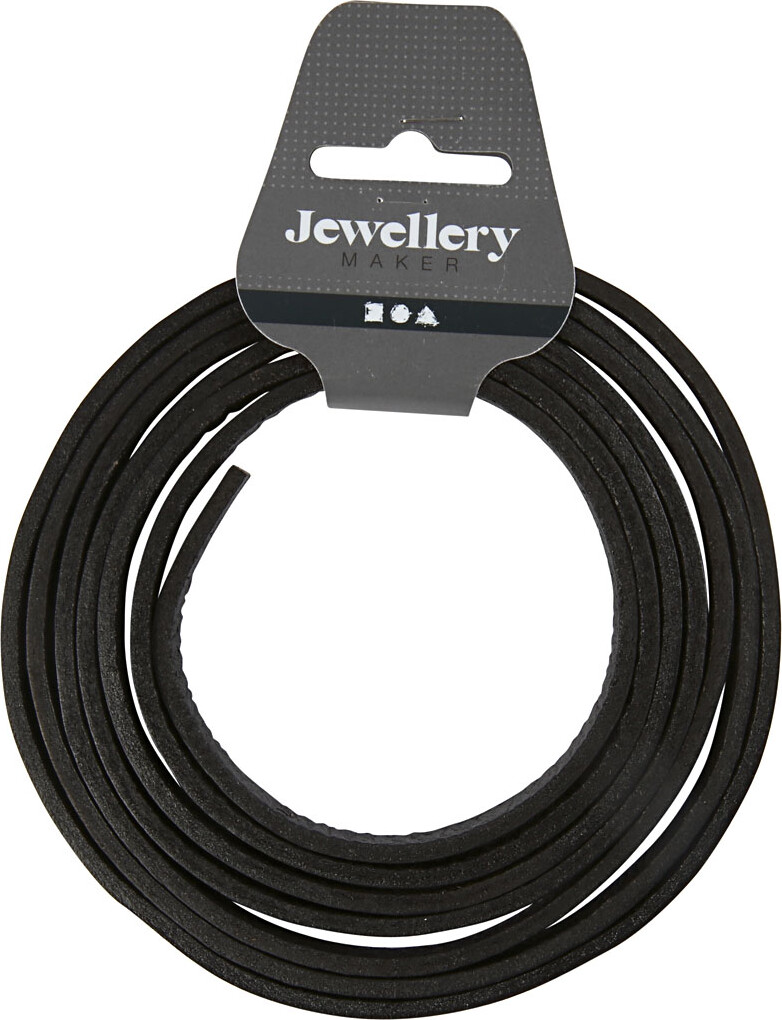 Læderbånd - B 10 MM - Tykkelse 3 MM - Sort - 2 M