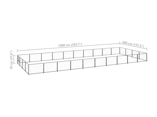 Chenil extérieur cage enclos noire 1000 x 400 x 70 cm 02_0000534