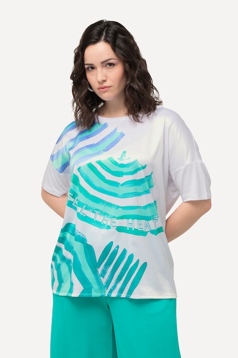T-Shirt, Satin-Vorderseite, U-Boot-Ausschnitt, Halbarm