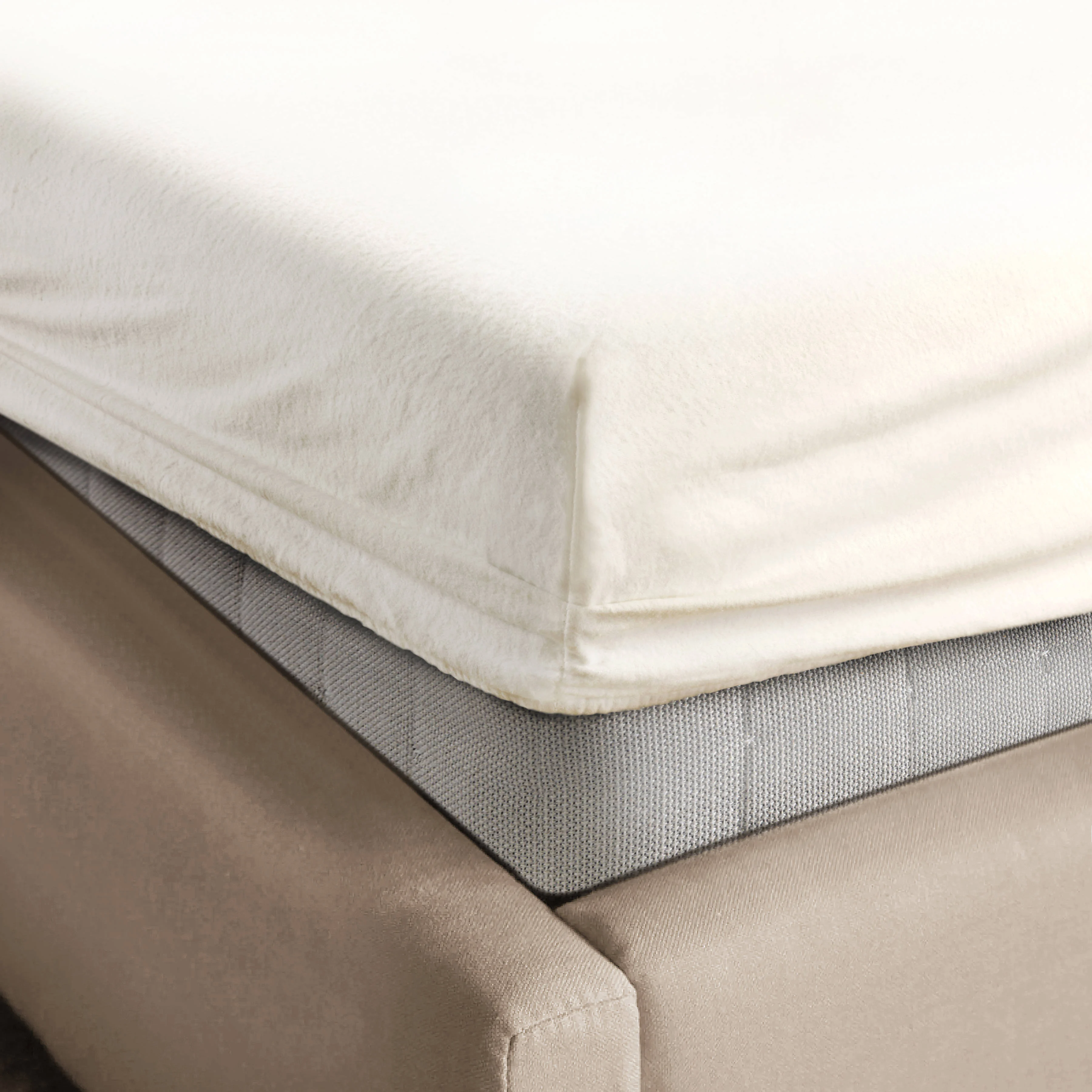 NOUS Living flanellen hoeslaken - ecru