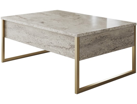CONCEPT1 - Table basse Luxe travertin or 90 x 60 x h40cm