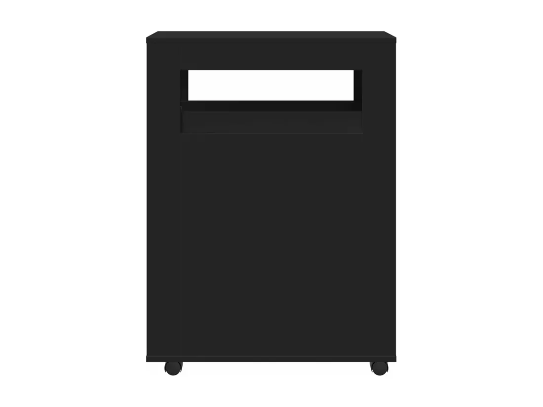 Meuble étroit de salle de bain à roulettes noir