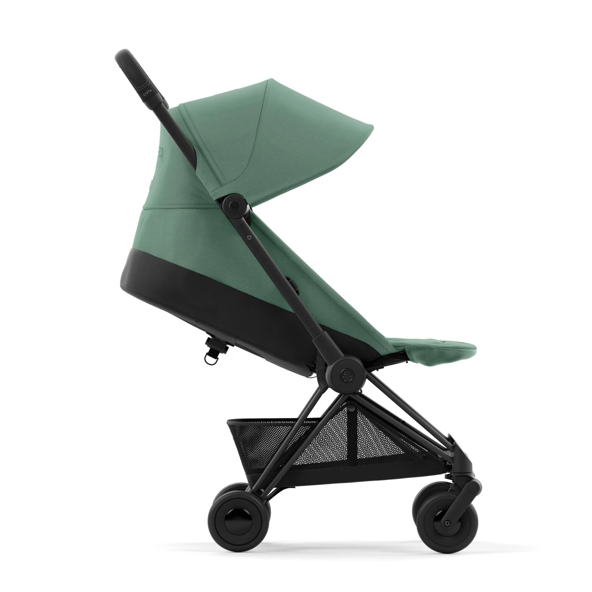 Cybex Poussette Coya - Cadre noir mat avec siège vert feuillage