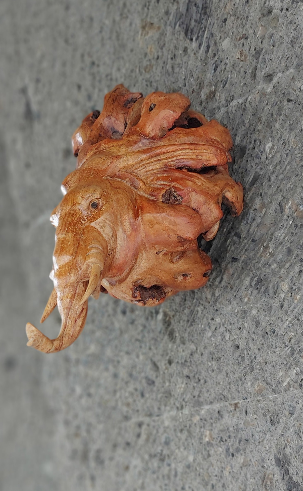 Figur 'Elefanten-Kopf' aus Holz H 14 cm, B 10 cm von fischer's lagerhaus