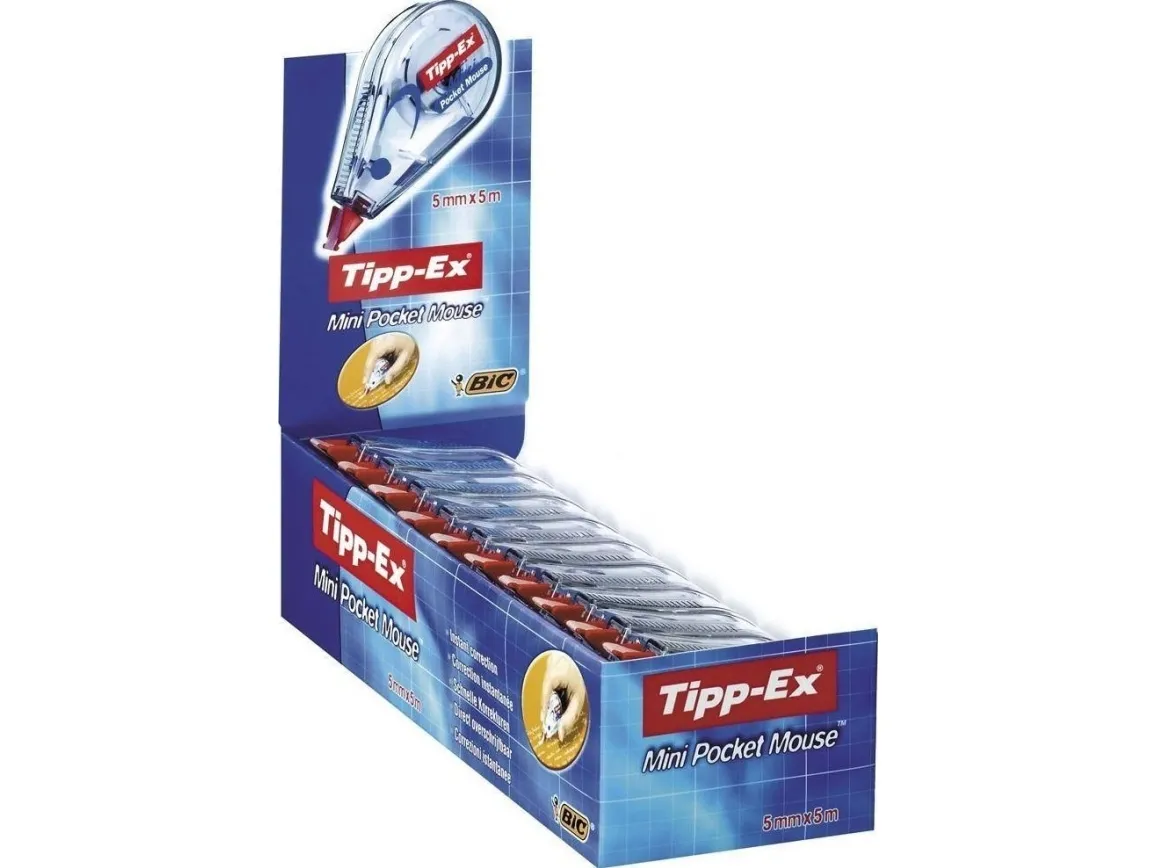 Tipp-Ex Mini Pocket Mouse - Korrektionsrulle - 5 mm x 5 m - gennemsigtig (pakke med 10)