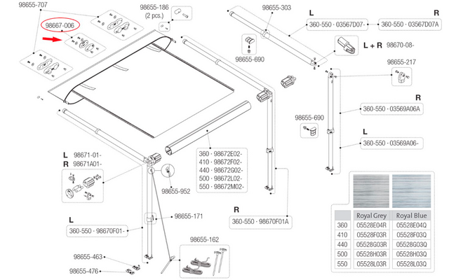 Fiamma Zentrale Rafterauflage passend zu Caravanstore ZIP 2013