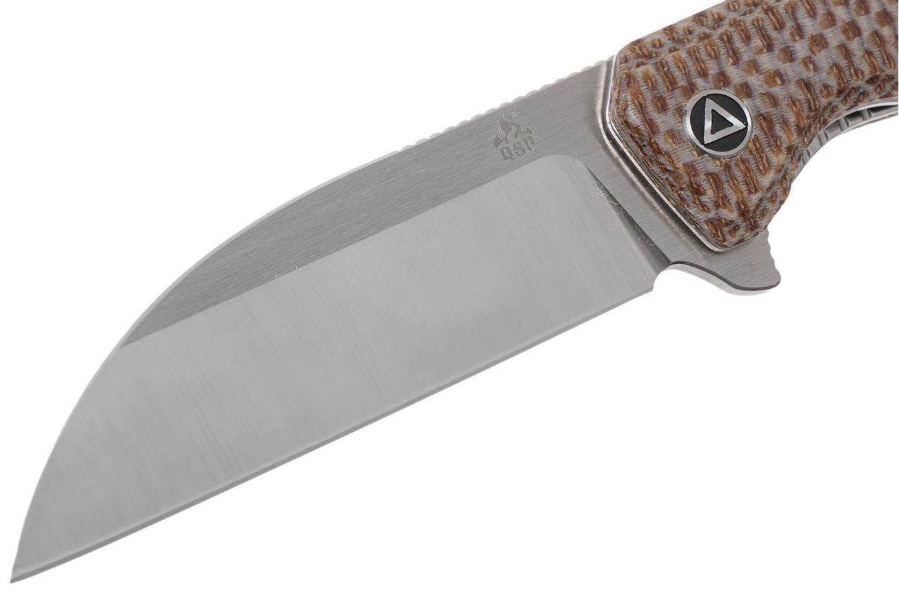 QSP Knife Pelican QS118-A2 Satin, Textured Brown Micarta zakmes