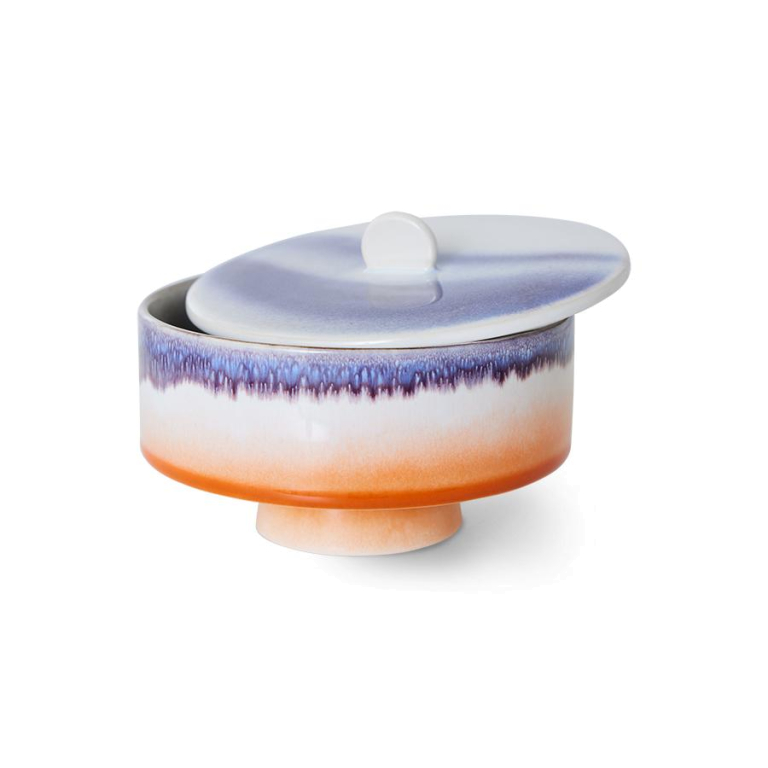 HKliving 70's Ceramic Bonbon voorraadpot op voet mauve