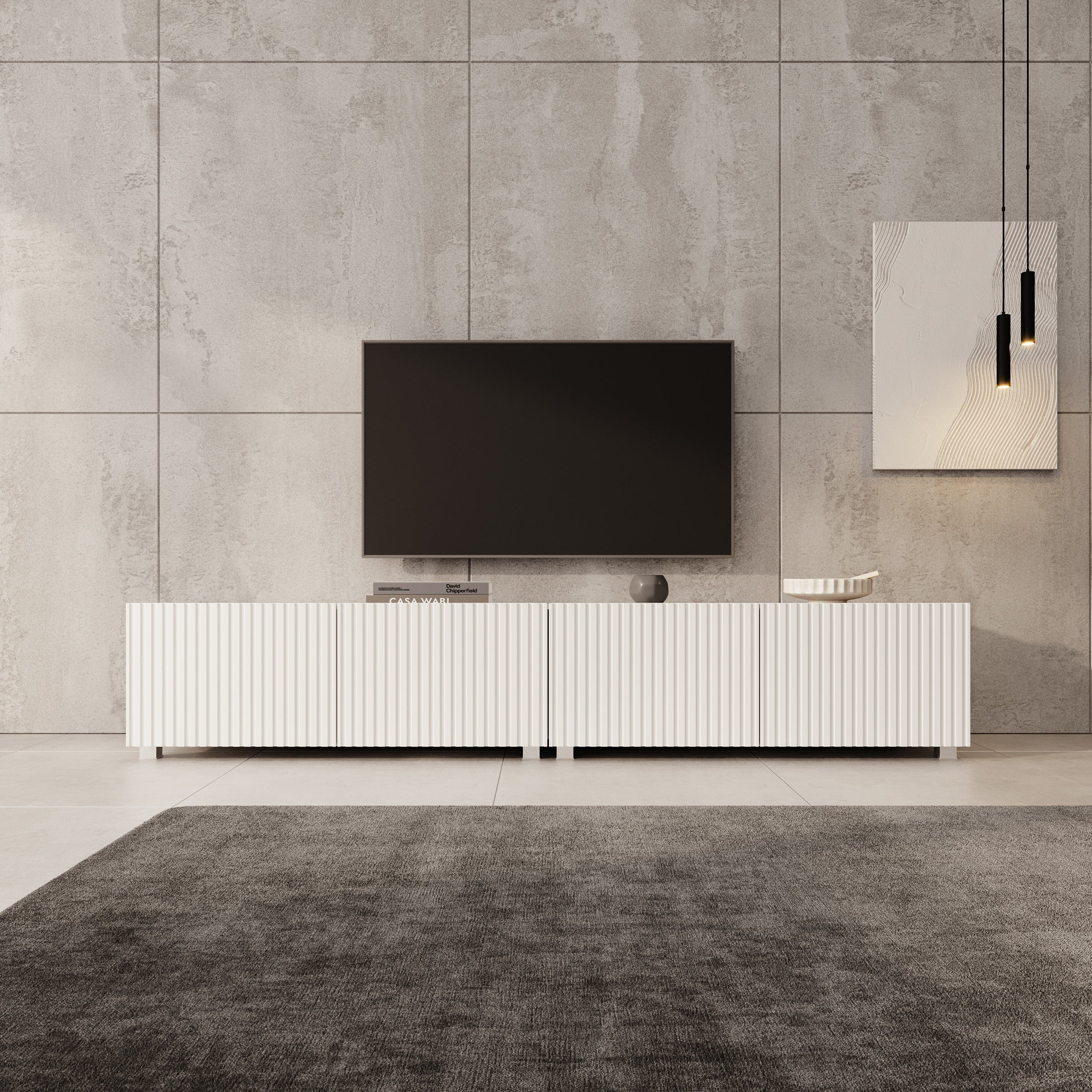 Meubella - TV-Meubel Kenderes - Wit - 200 cm
