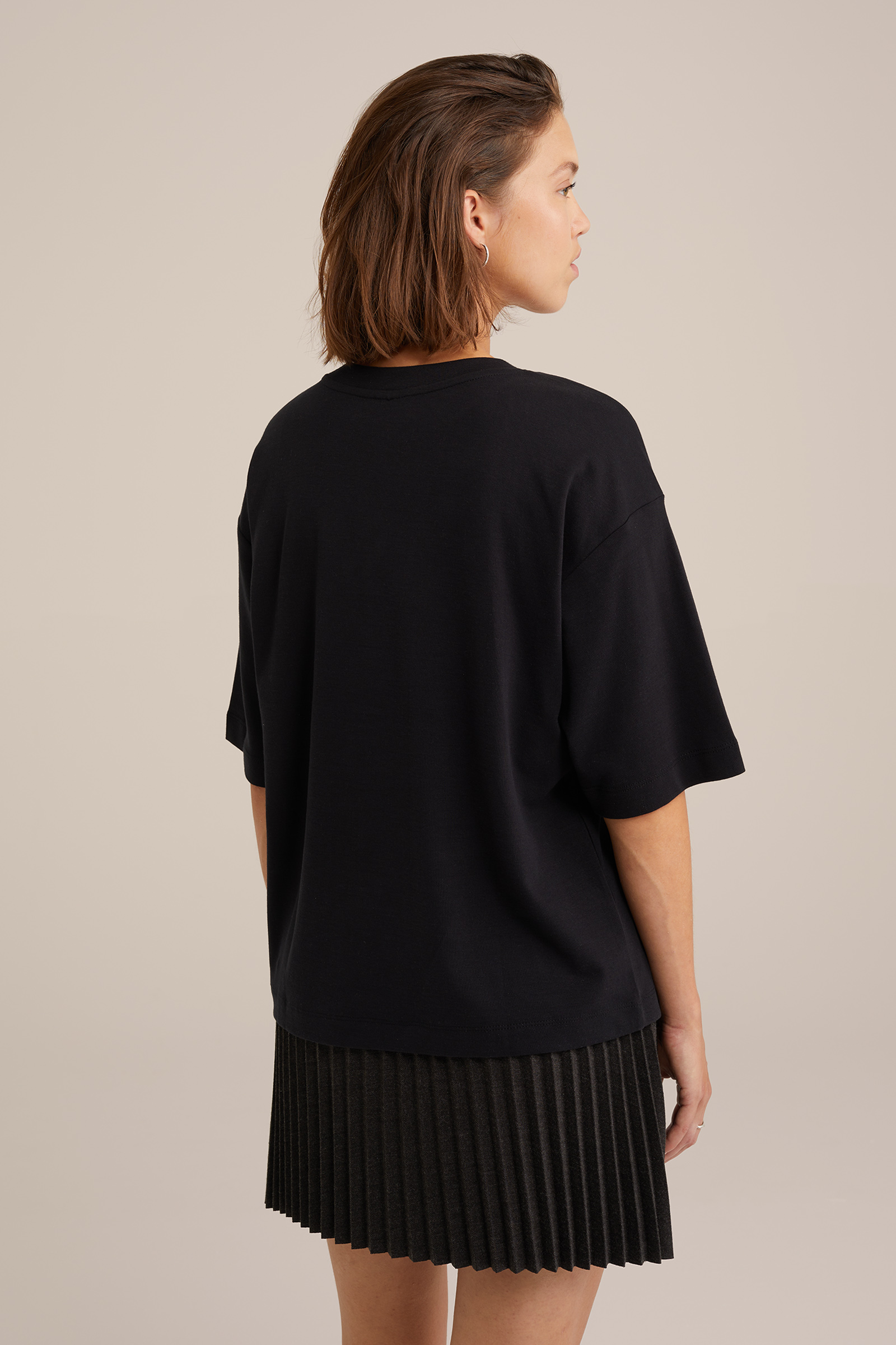 loose fit T-shirt met embroidery WE Fashion Zwart