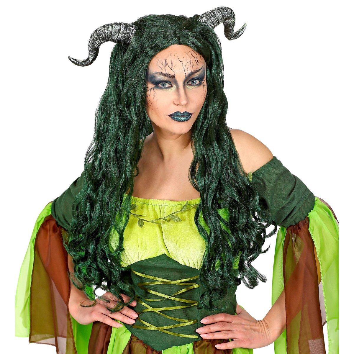 Halloween Pruik Groen Bosheks