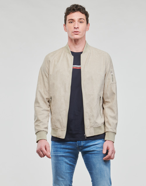 Jack & Jones - JJEROCKY FAUX SUEDE BOMBER Beige