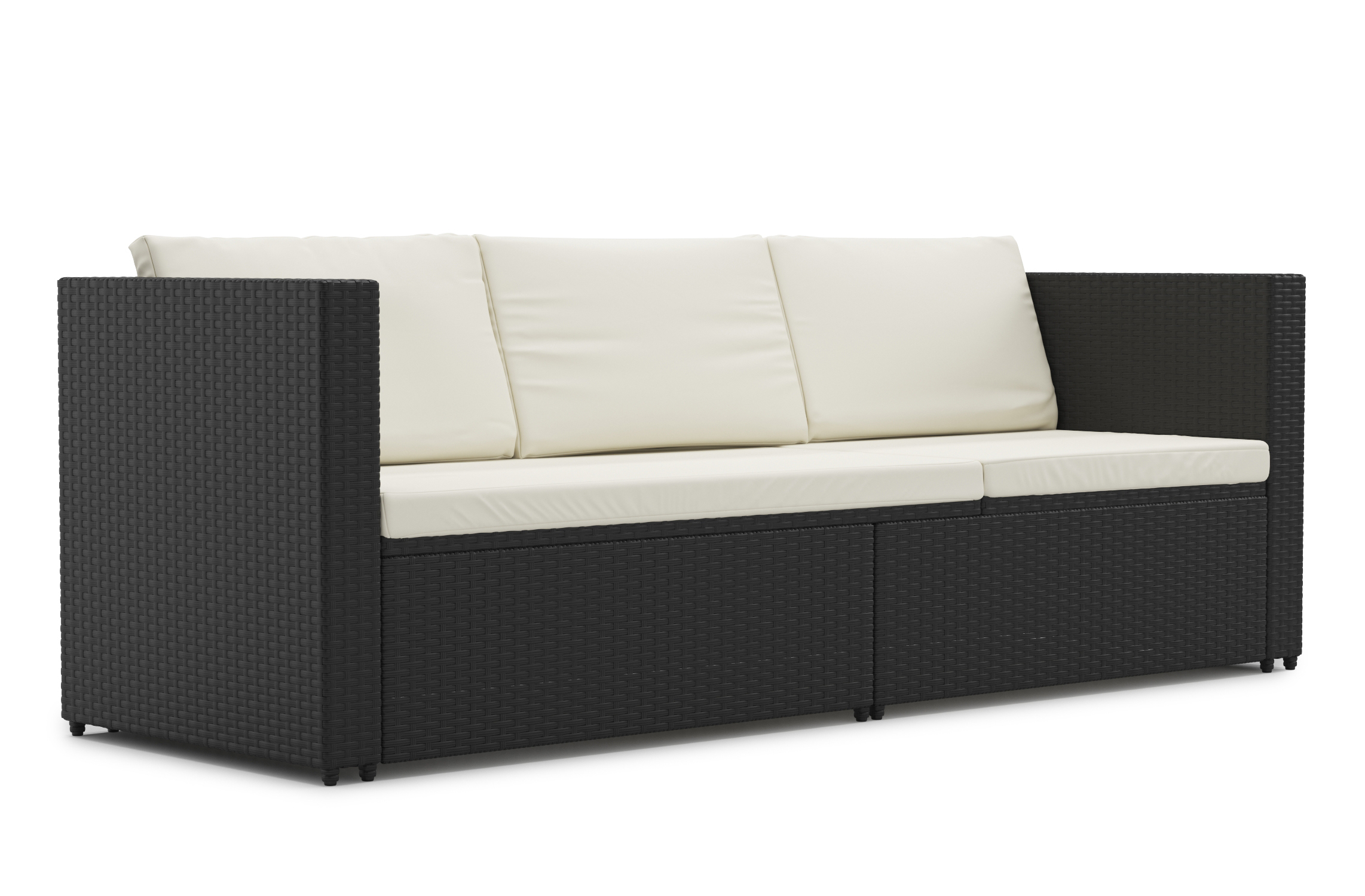 Rattan Sofaliege CAIRNS schwarz/weiss