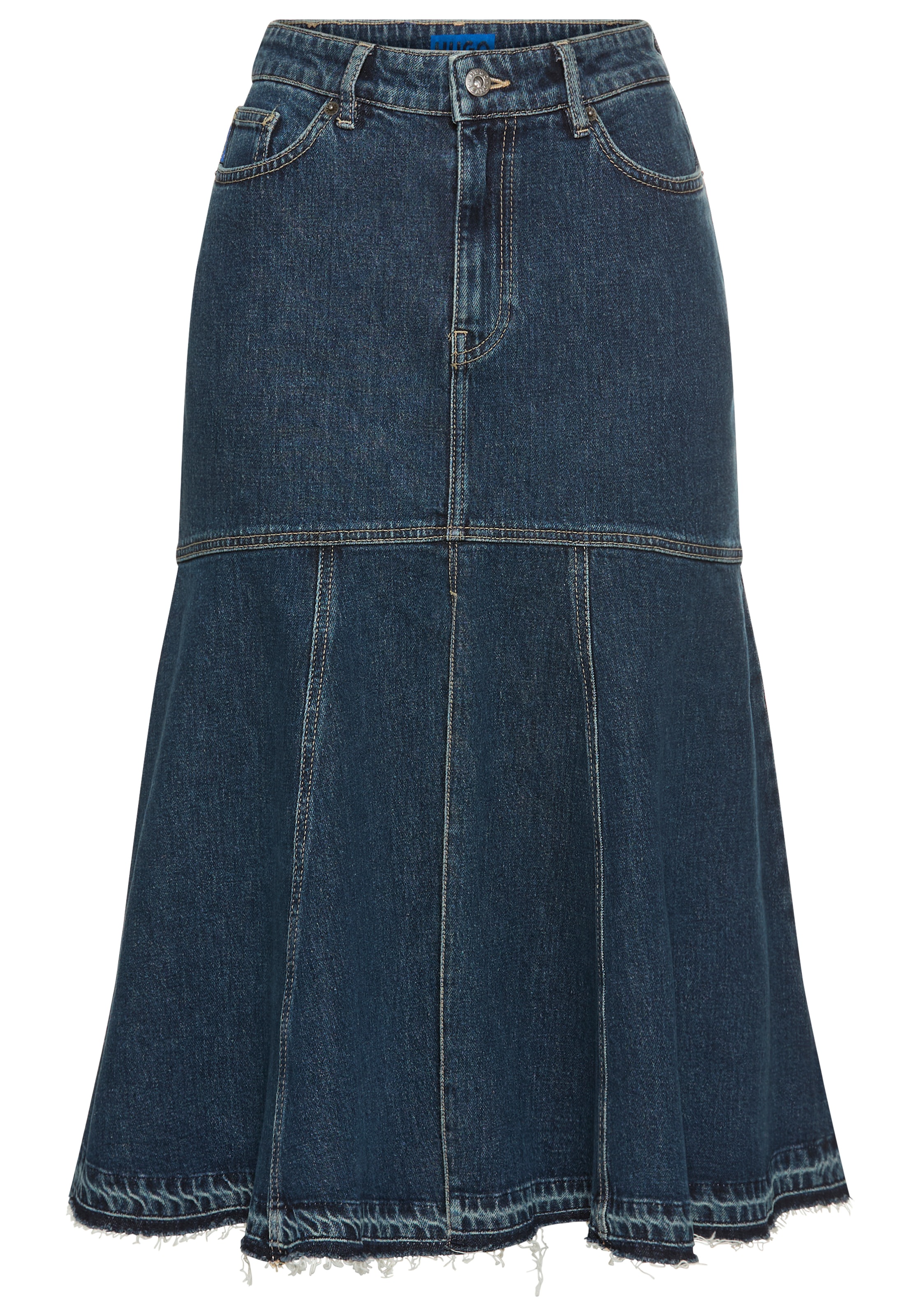 HUGO Blue Jeansrock »Gidya« Mid Rise, mit Volants und Schlitz