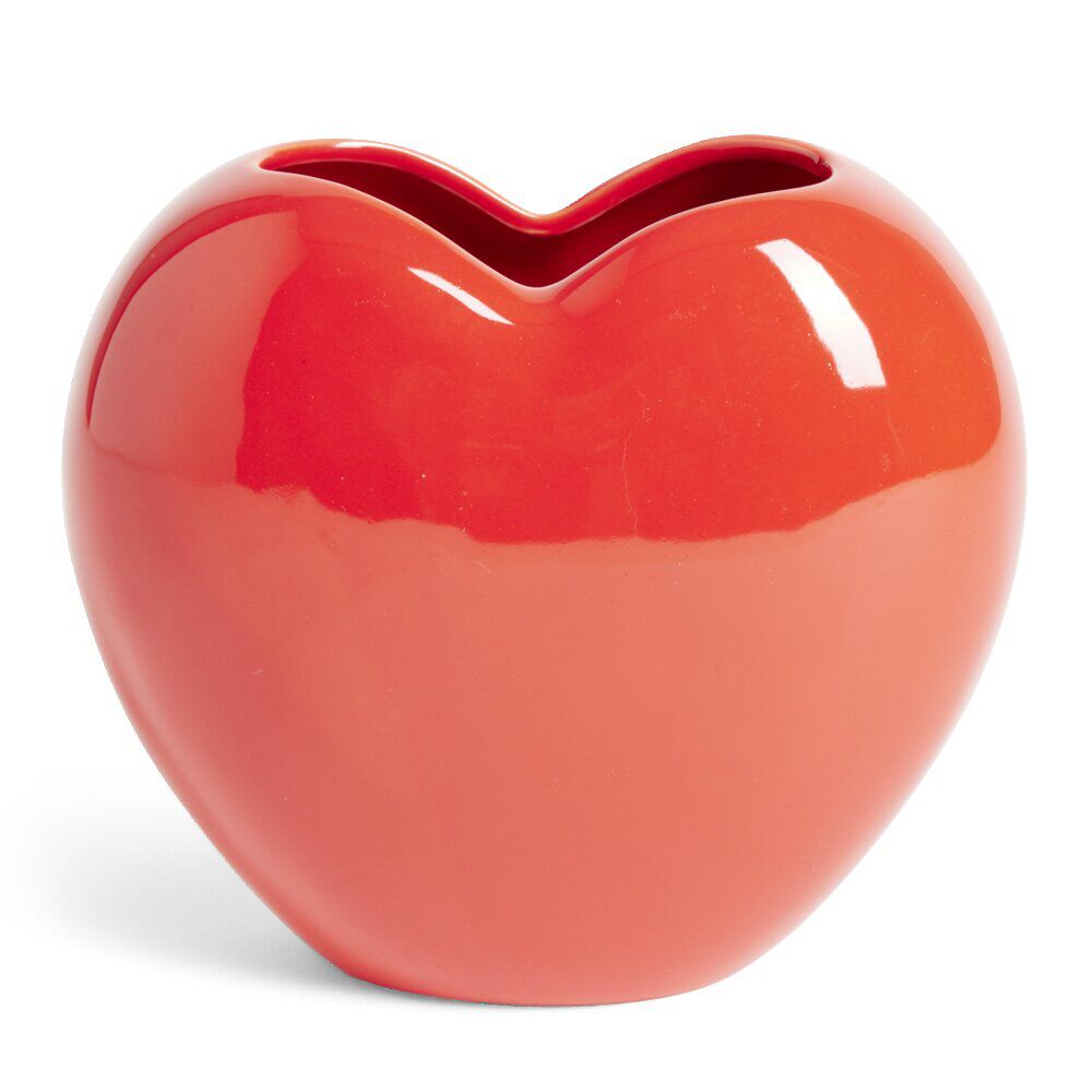 Vase forme coeur céramique rouge