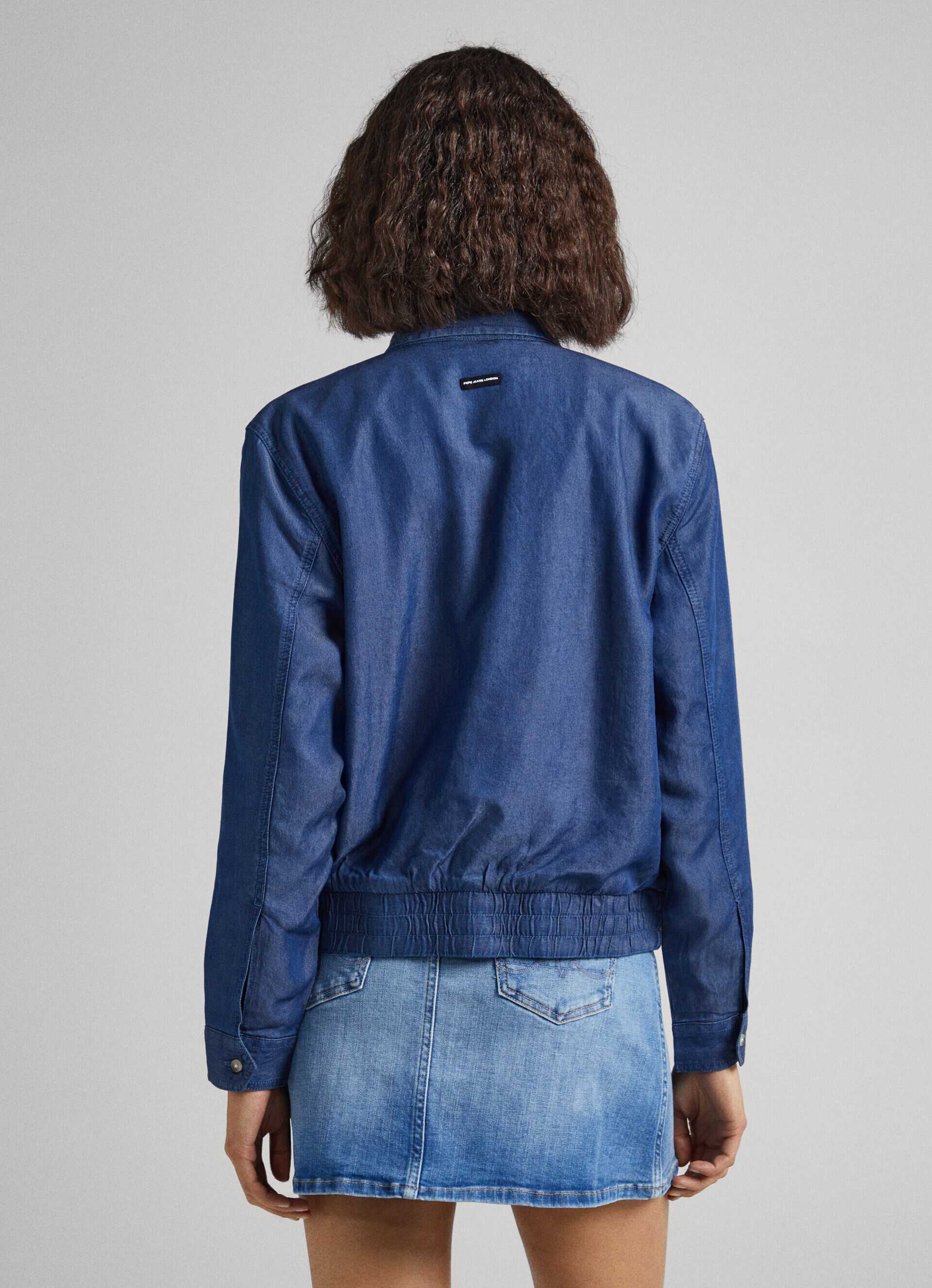 Jaqueta bomber de chambray - azul chambray