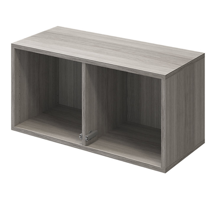 Meuble mural portes battantes vitrées effet chêne grisé GoodHome Atomia H. 37,5 x L. 75 x P. 37 cm