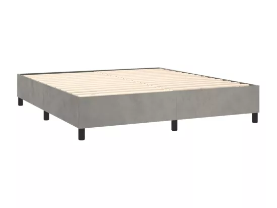 Sommier tapissier matelas et LED Gris clair 180x200 cm Velours