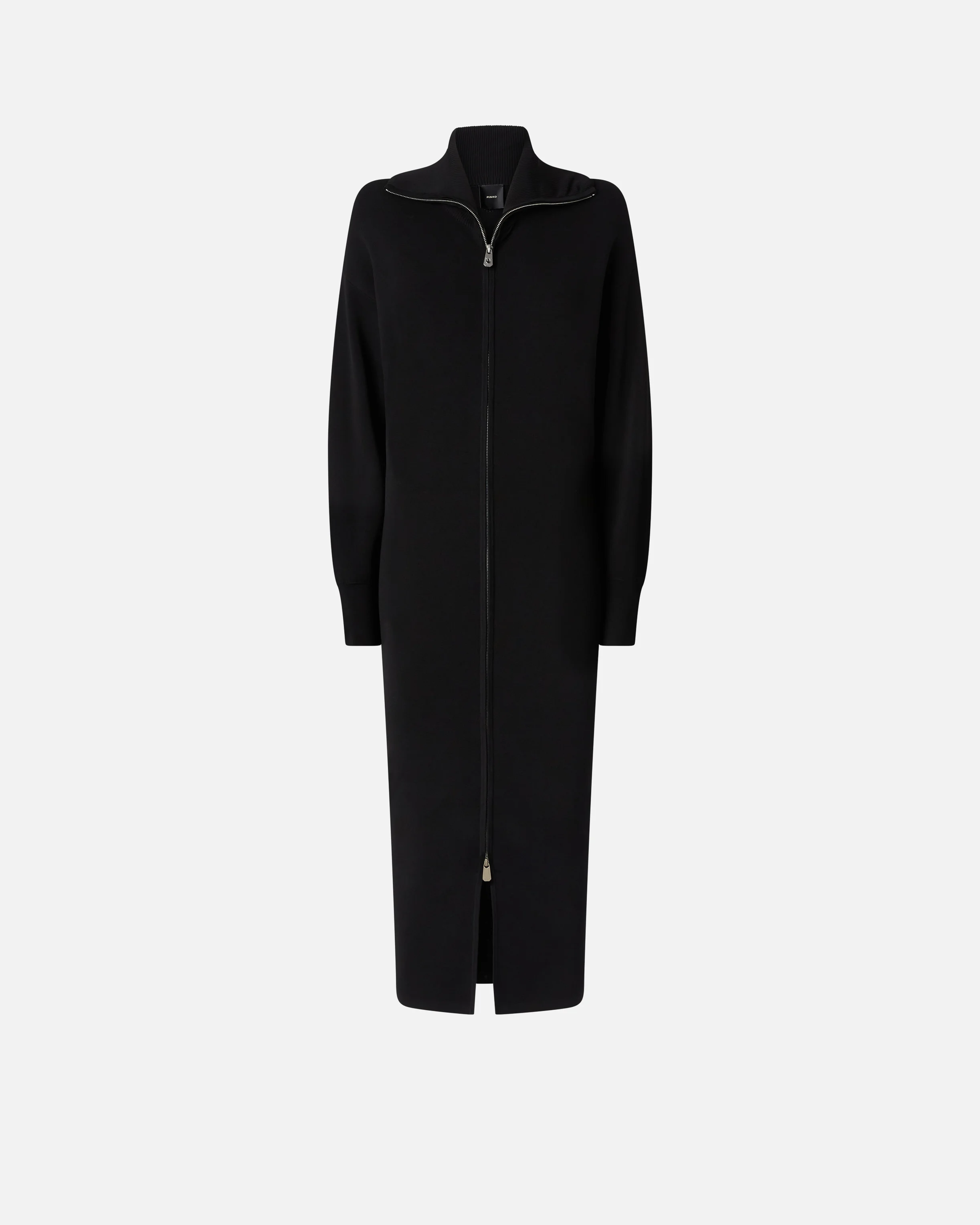 Robe midi à col montant et fermeture zippée | Noir