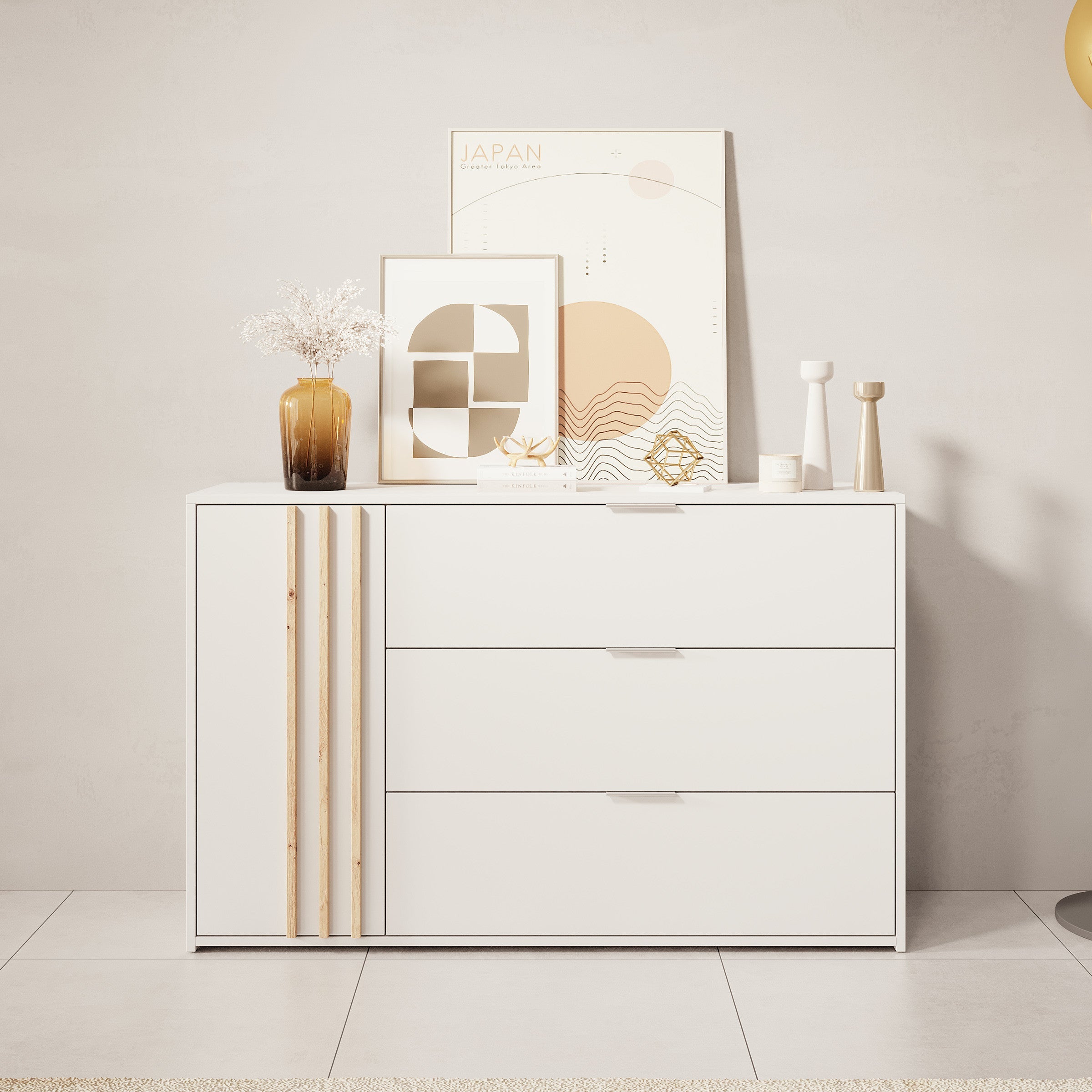 Meubella - Dressoir Franklin - Wit - 125 cm